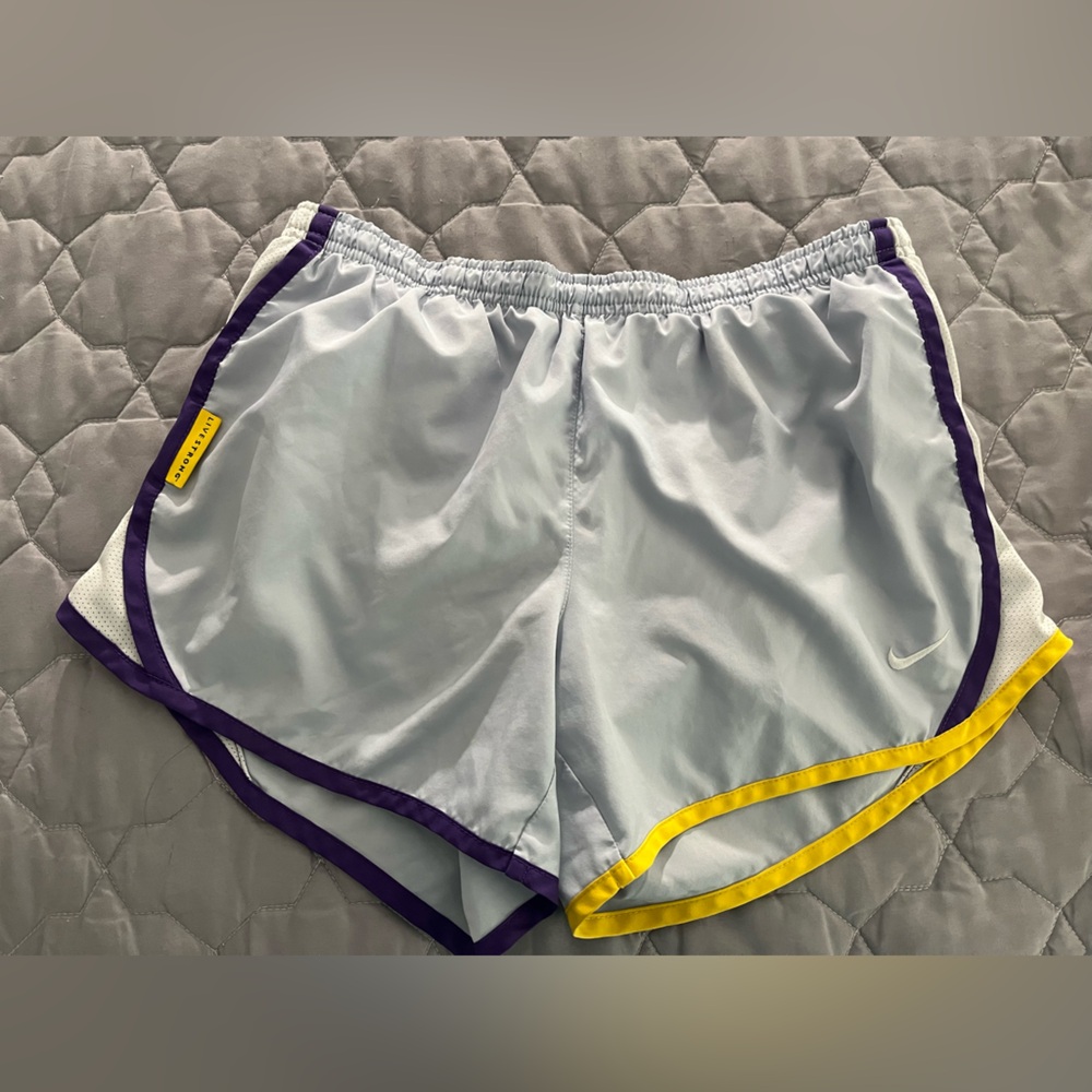 Nike Kids' Gray Shorts with Purple and Yellow Trim